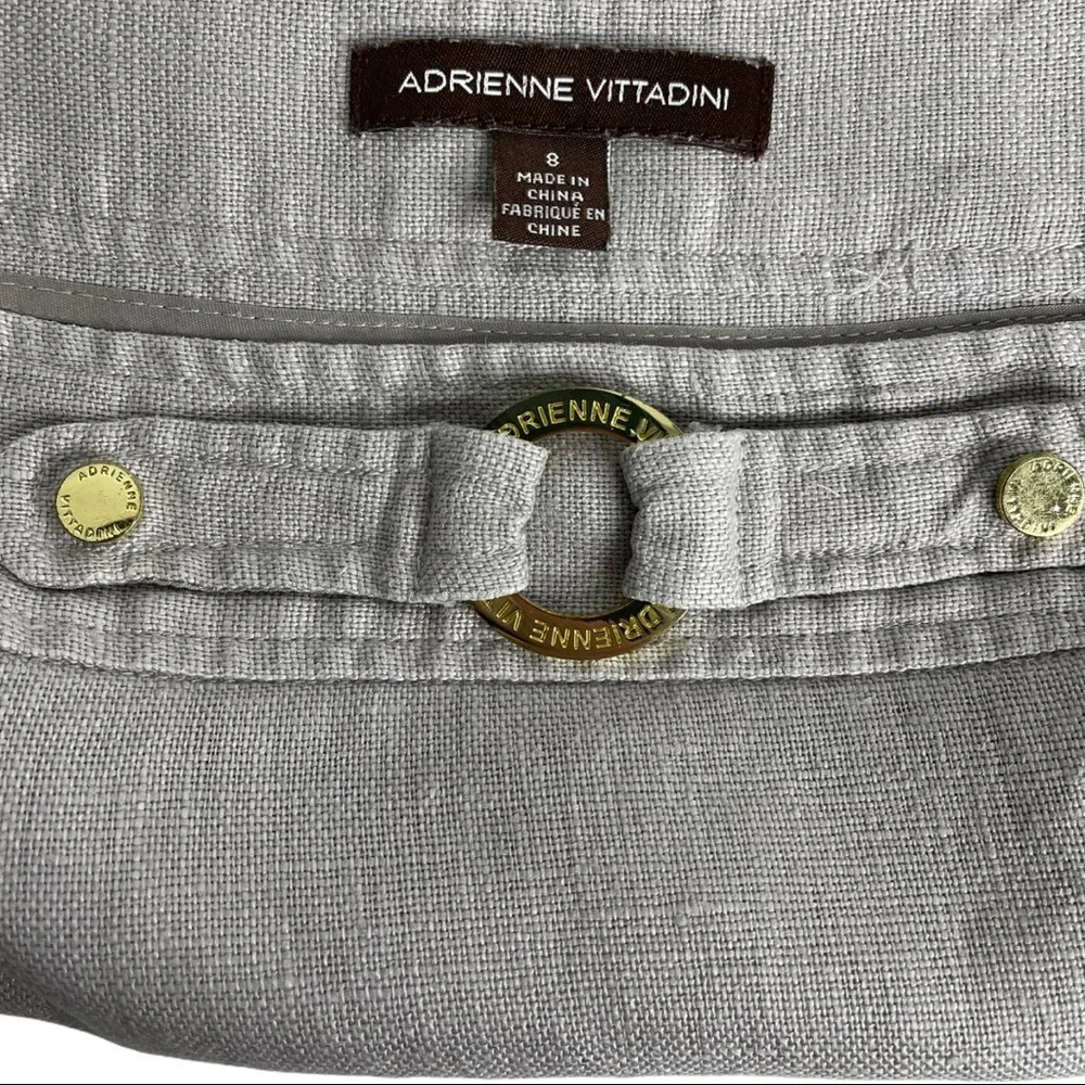 🛍️ Adrienne Vittadini Skirt Linen Cream Skirt Size 8 - Picture 4 of 7